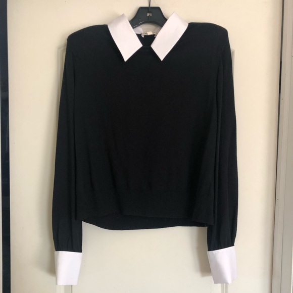 L'AGENCE April Poplin Collar Pullover in Black - Picture 10 of 16